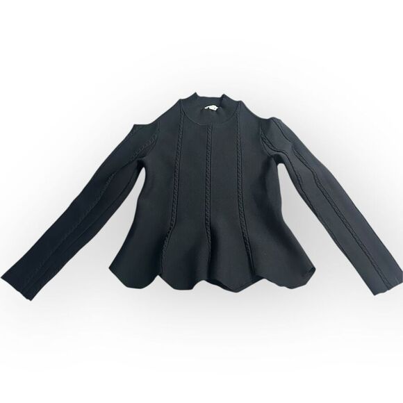 Jonathan Simkhai Tops - Jonathan Simkhai Women’s Size Medium Black Peplum High Neck Knit Top